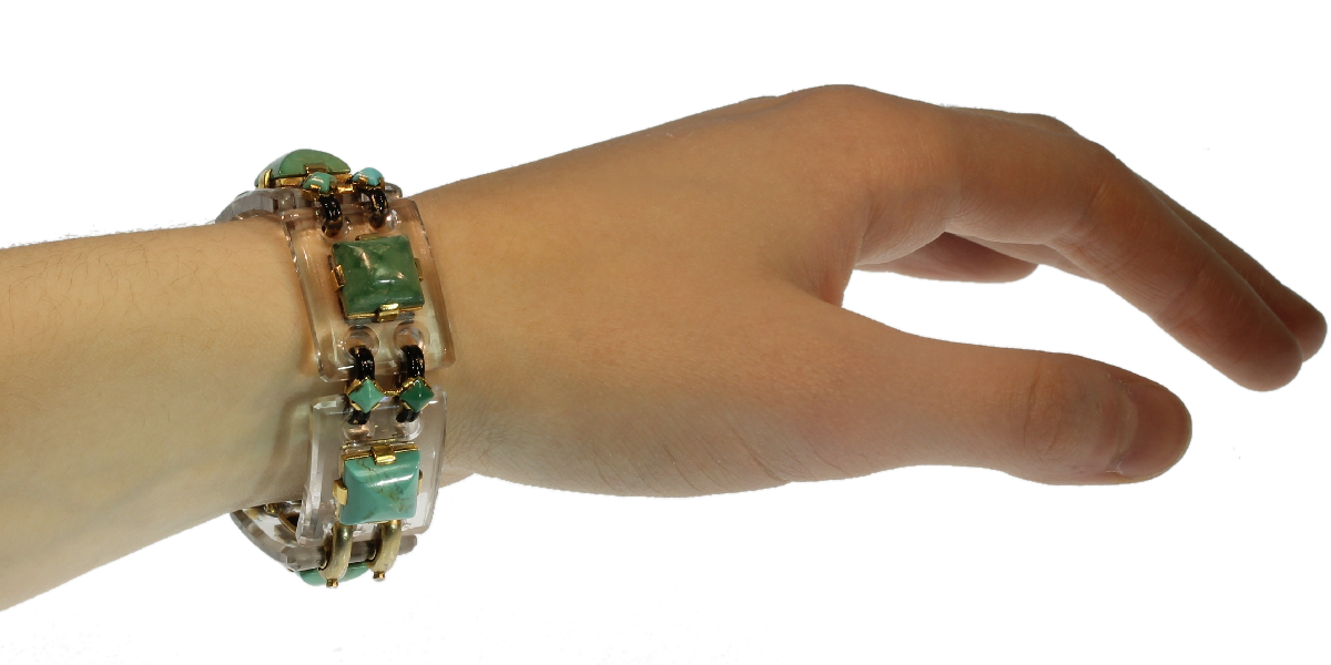 Art Deco turquoise stones articulated bracelet (image 3 of 18)
